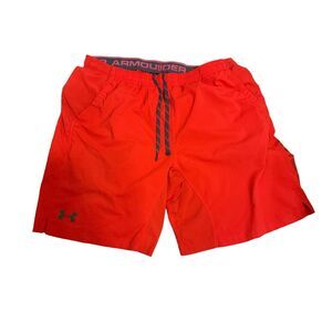 Under Armour Shorts Mens Size 2XL Bright Orange Short Drawstring Pockets
